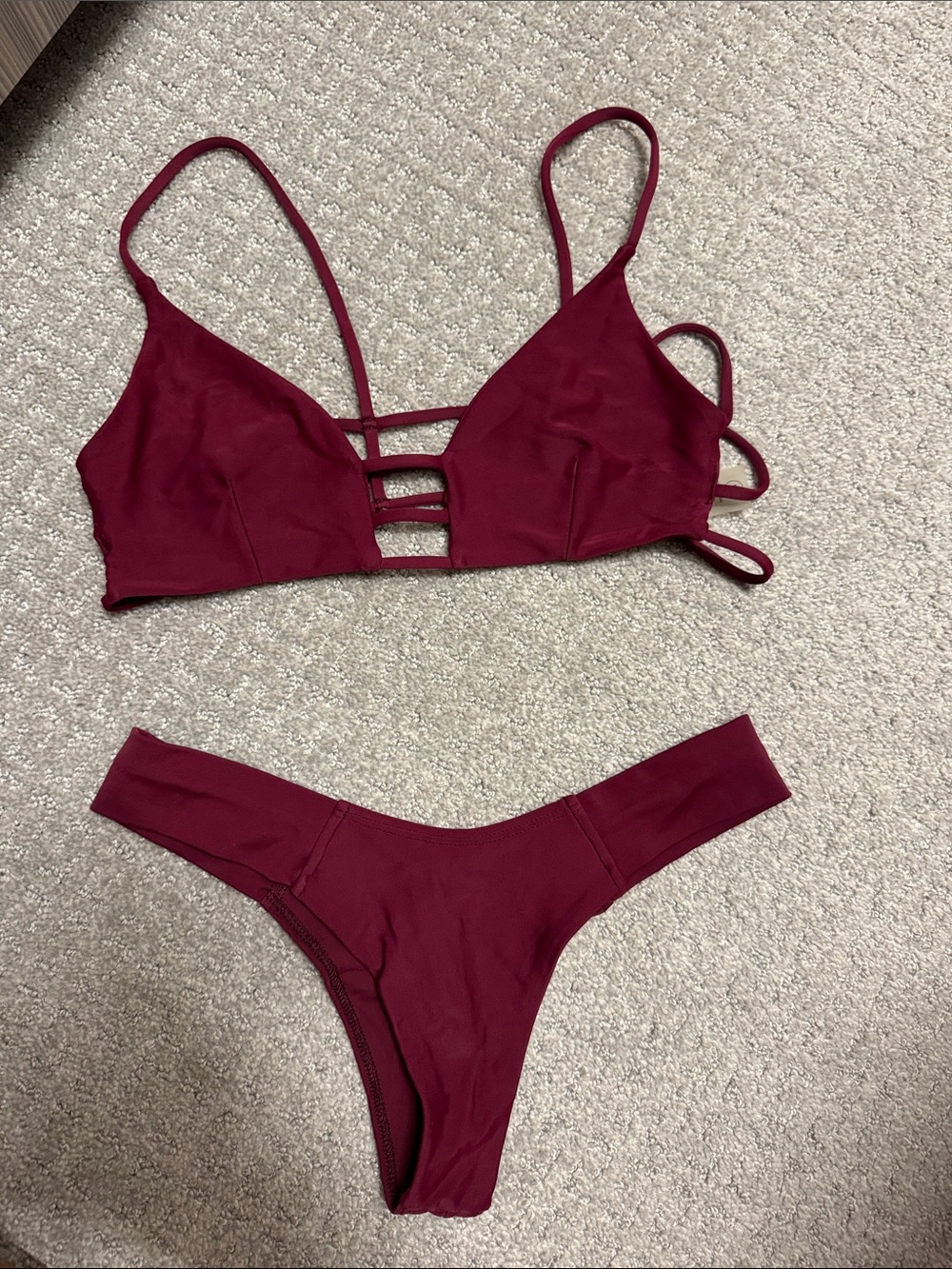 Montce Burgundy Strappy Triangle Bikini